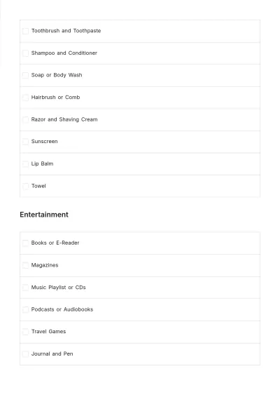 Free Road Trip Packing List Template to Edit Online