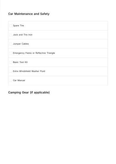 Free Road Trip Packing List Template to Edit Online