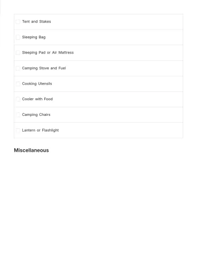 Free Road Trip Packing List Template to Edit Online