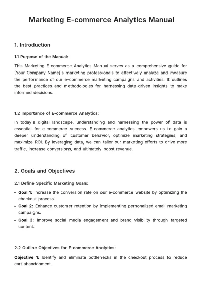 Free Marketing E-commerce Analytics Manual Template to Edit Online