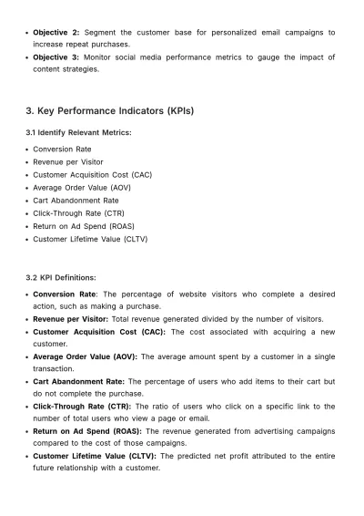 Free Marketing E-commerce Analytics Manual Template to Edit Online