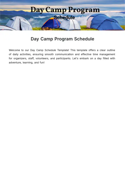 Free Day Camp Schedule Template to Edit Online