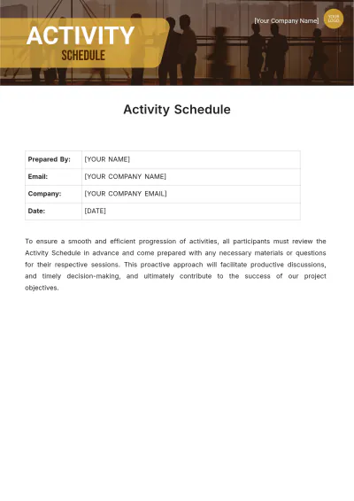 Free Activity Schedule Template to Edit Online