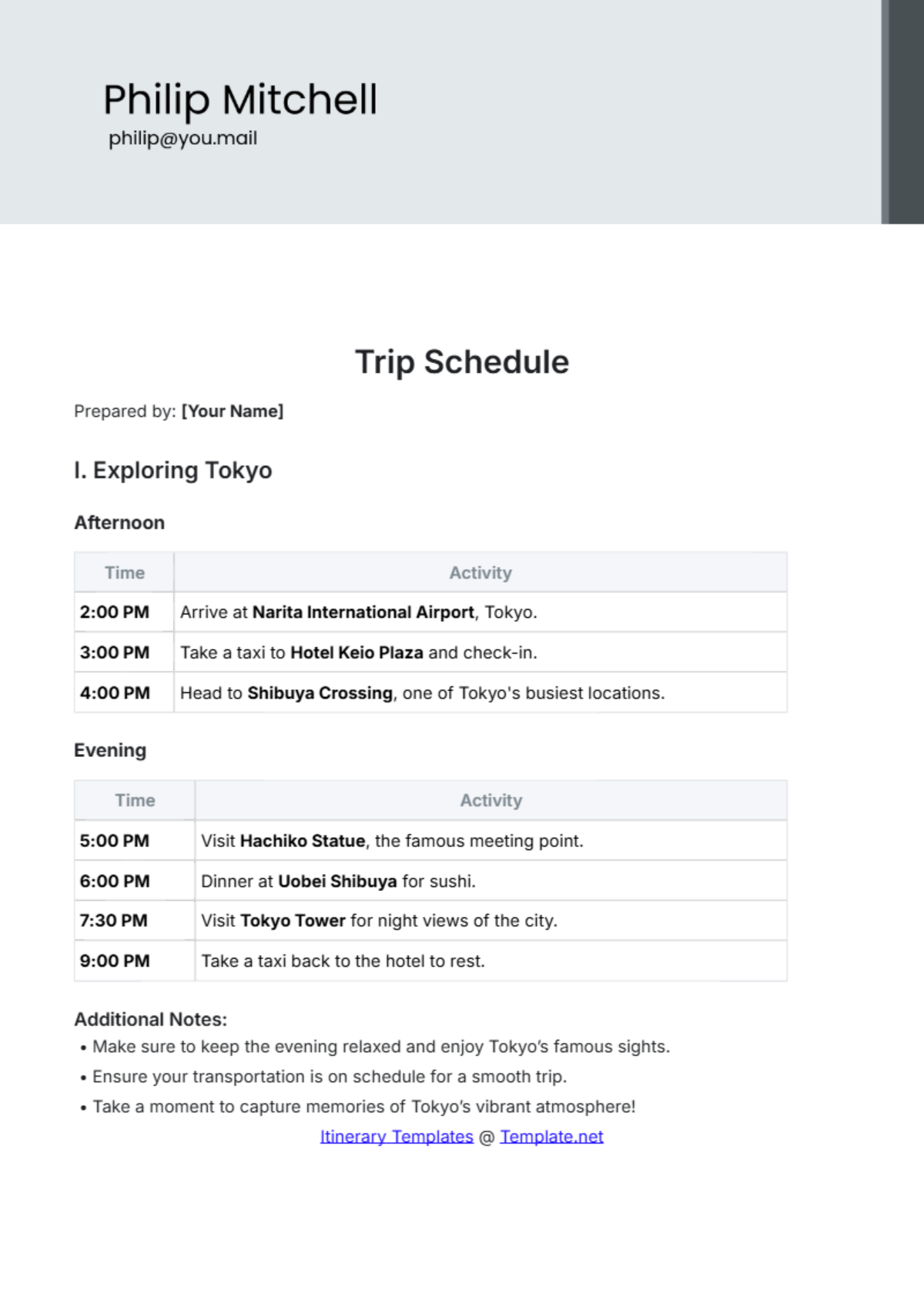 Free Travel Itinerary For Visa Application Template to Edit Online