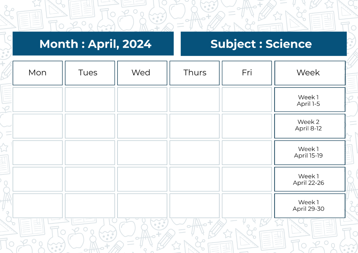 Free Lesson Plan Calendar Template