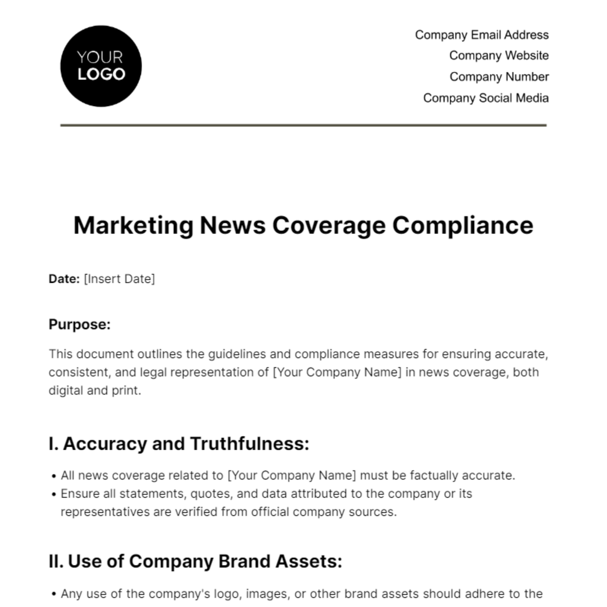 Marketing News Coverage Compliance Template