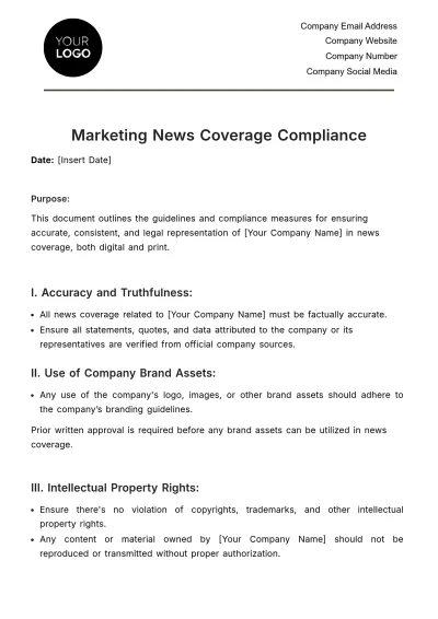 Free Marketing News Coverage Compliance Template to Edit Online