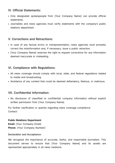 Free Marketing News Coverage Compliance Template to Edit Online