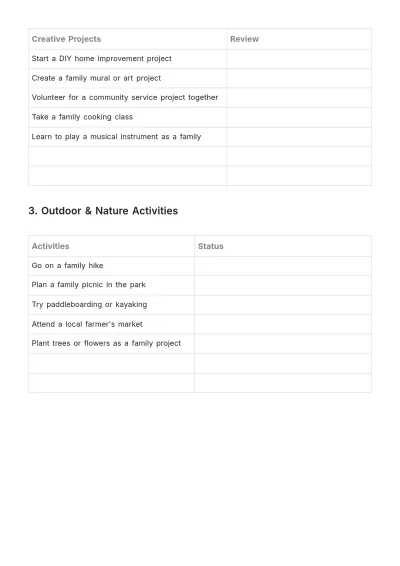 Free Family Bucket List Template to Edit Online