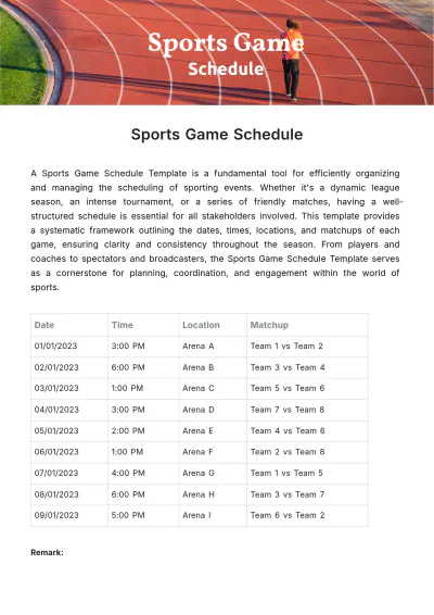 Free Sports Game Schedule Template to Edit Online