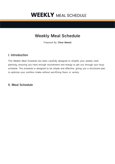Free Weekly Meal Schedule Template to Edit Online