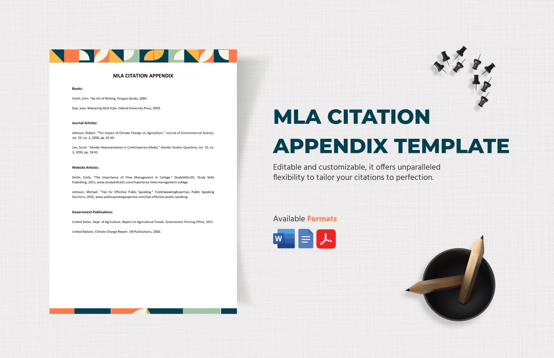 MLA Citation Appendix Template