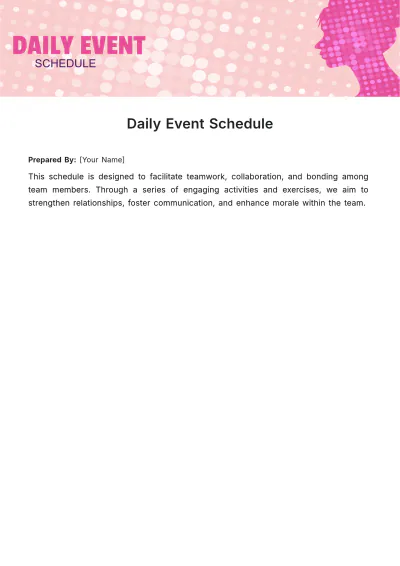 Free Daily Event Schedule Template to Edit Online