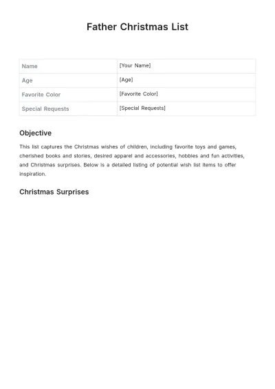 Free Father Christmas List Template to Edit Online