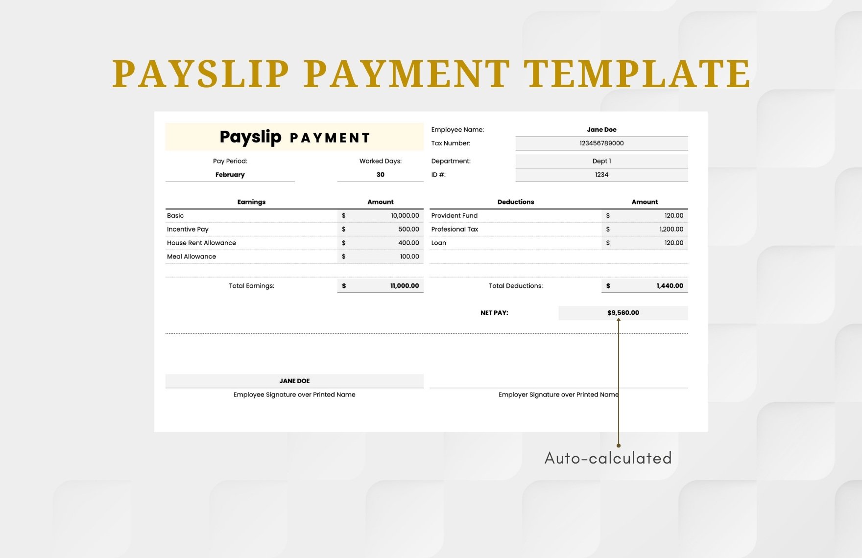 Payslip Payment Template