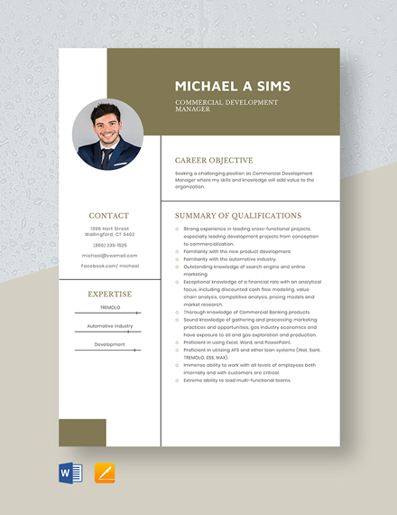 commercial-development-manager-resume-template-word-apple-pages