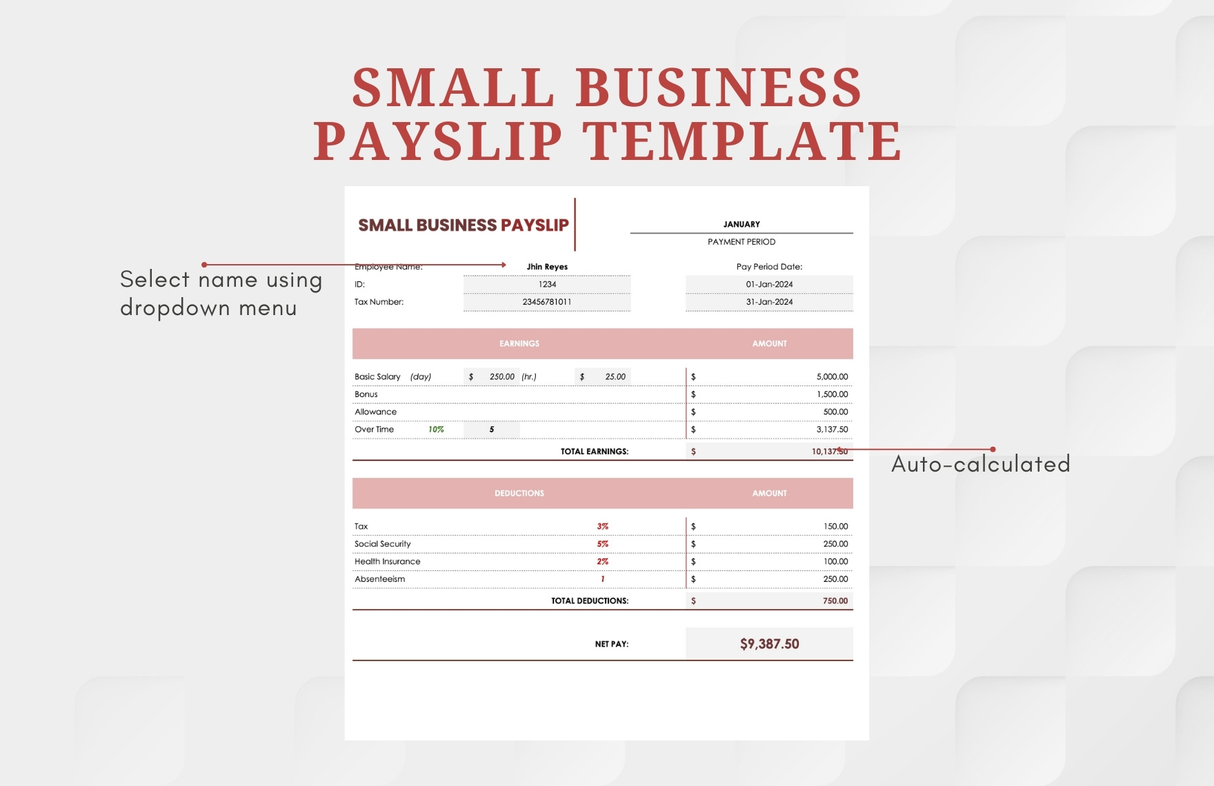 Small Business Payslip Template