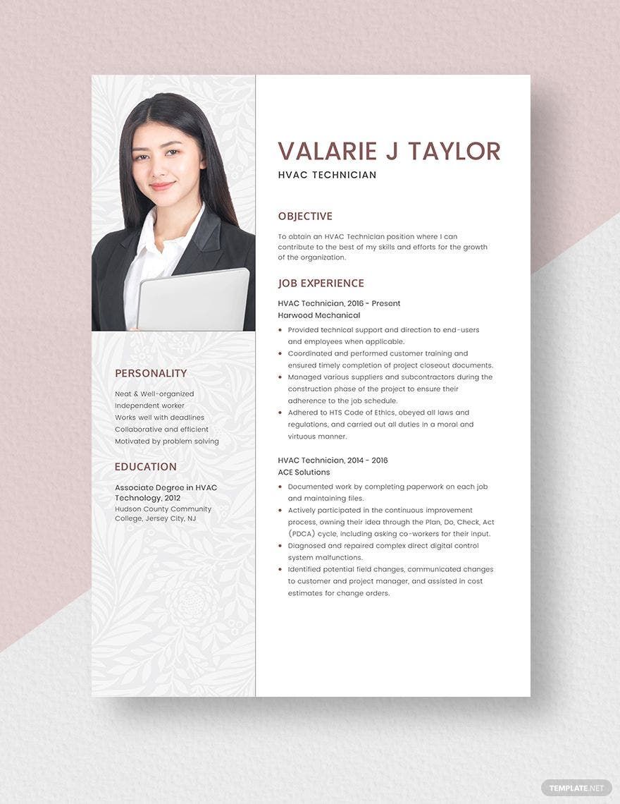 Free Free HVAC Technician Resume Template - Word, Apple Pages ...