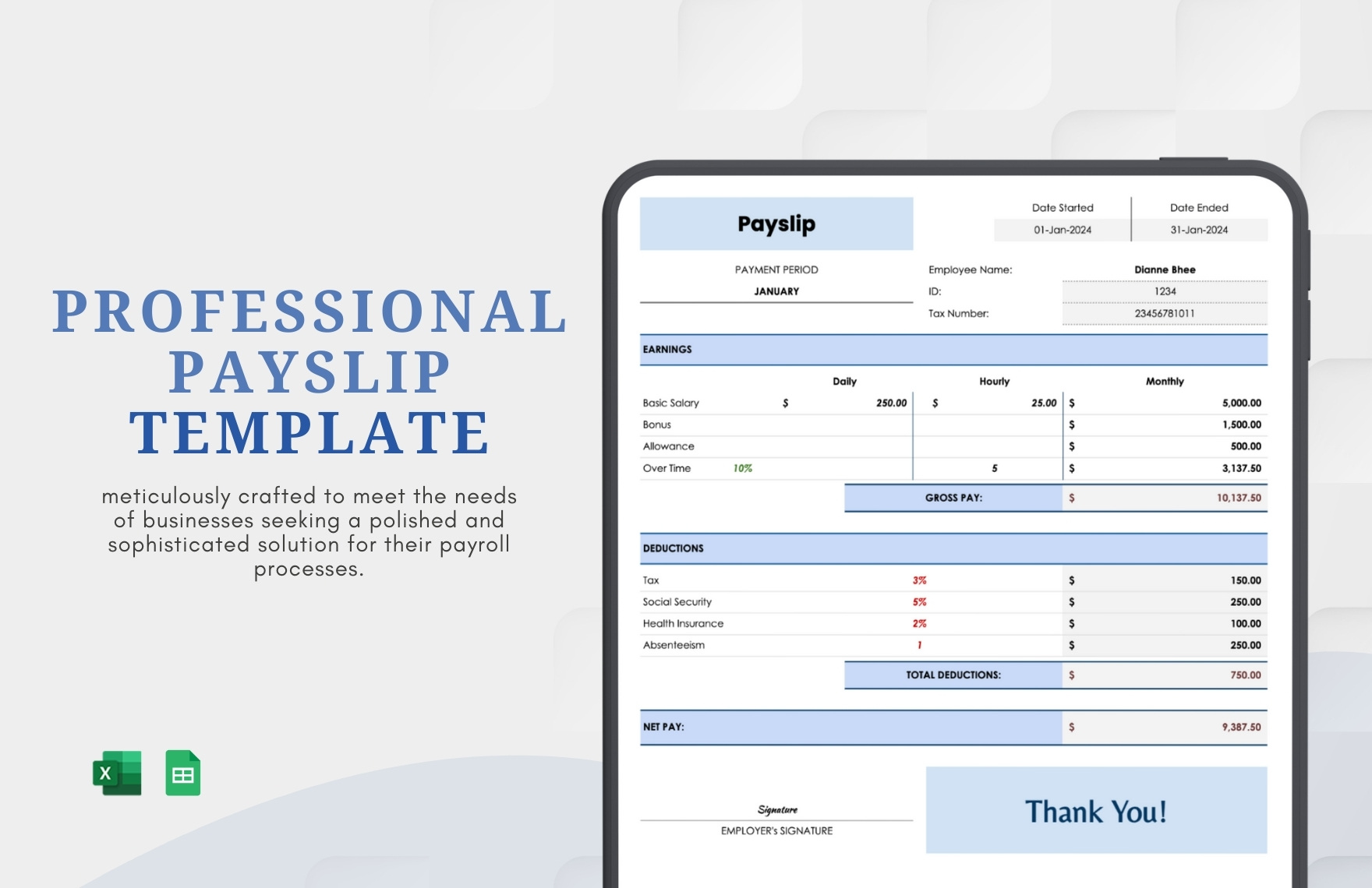 Payslip Templates In Excel FREE Download Template