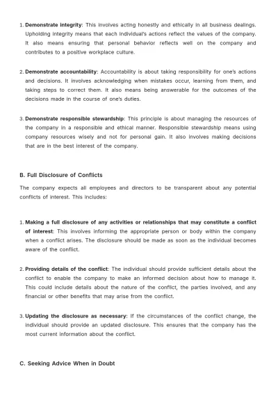 Free Legal Employment & Labor Conflict of Interest Policy Template to Edit Online