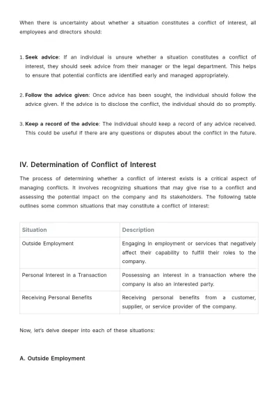 Free Legal Employment & Labor Conflict of Interest Policy Template to Edit Online