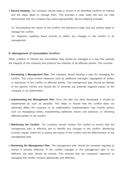 Free Legal Employment & Labor Conflict of Interest Policy Template to Edit Online