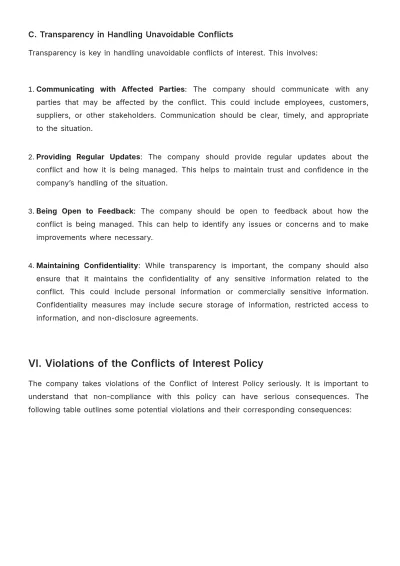 Free Legal Employment & Labor Conflict of Interest Policy Template to Edit Online