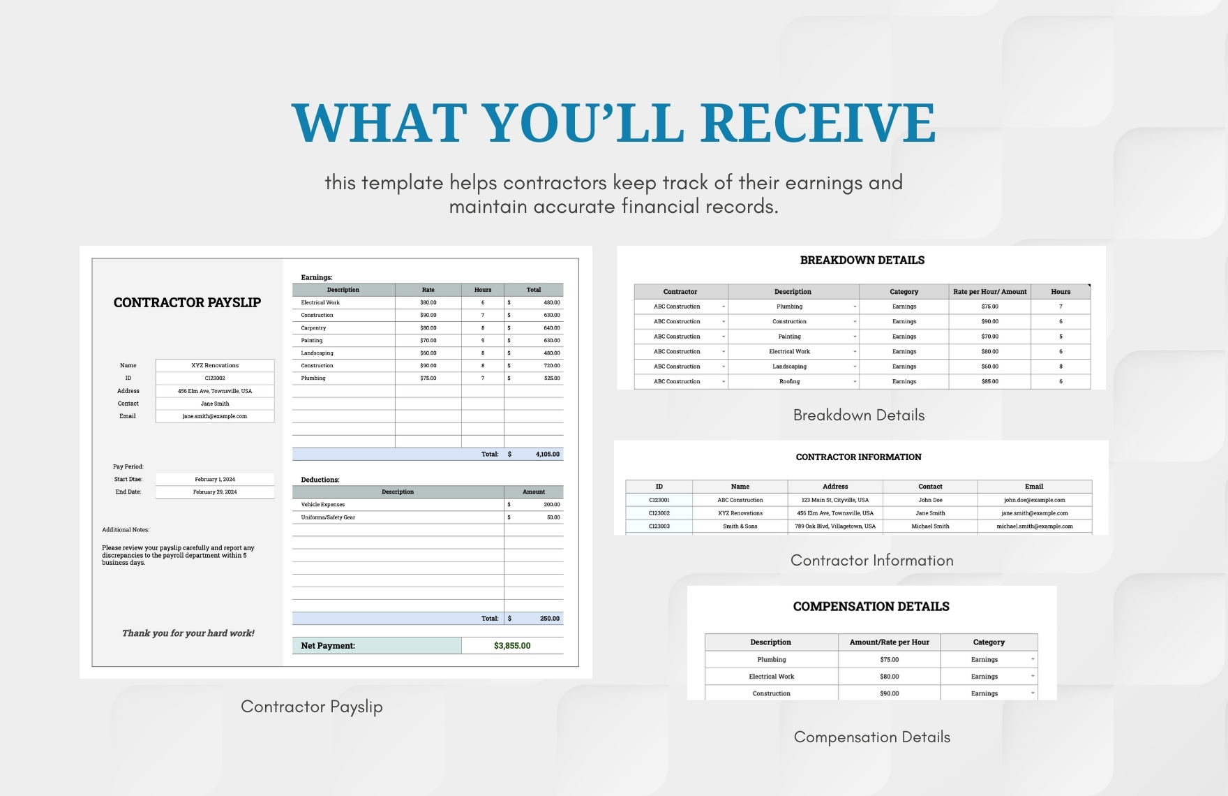 Contractor Payslip Template