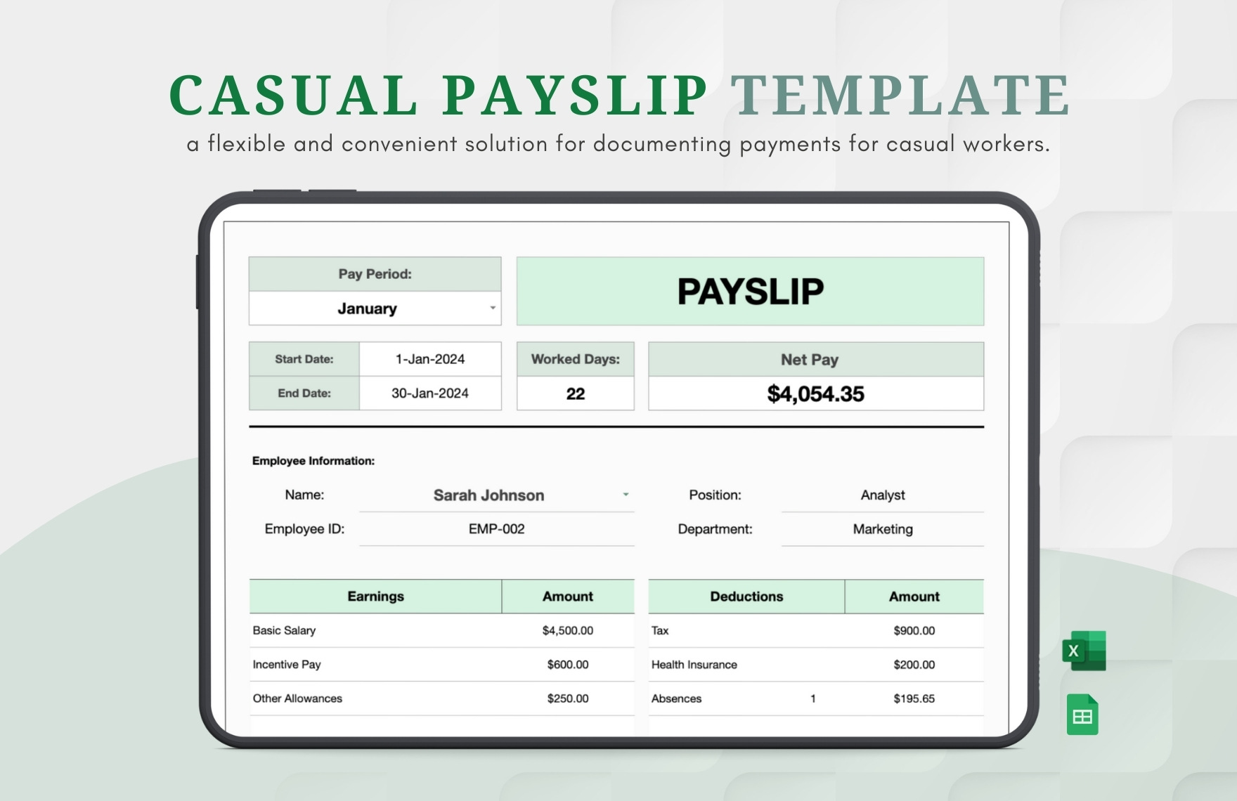 Free Payslip Templates To Edit Online