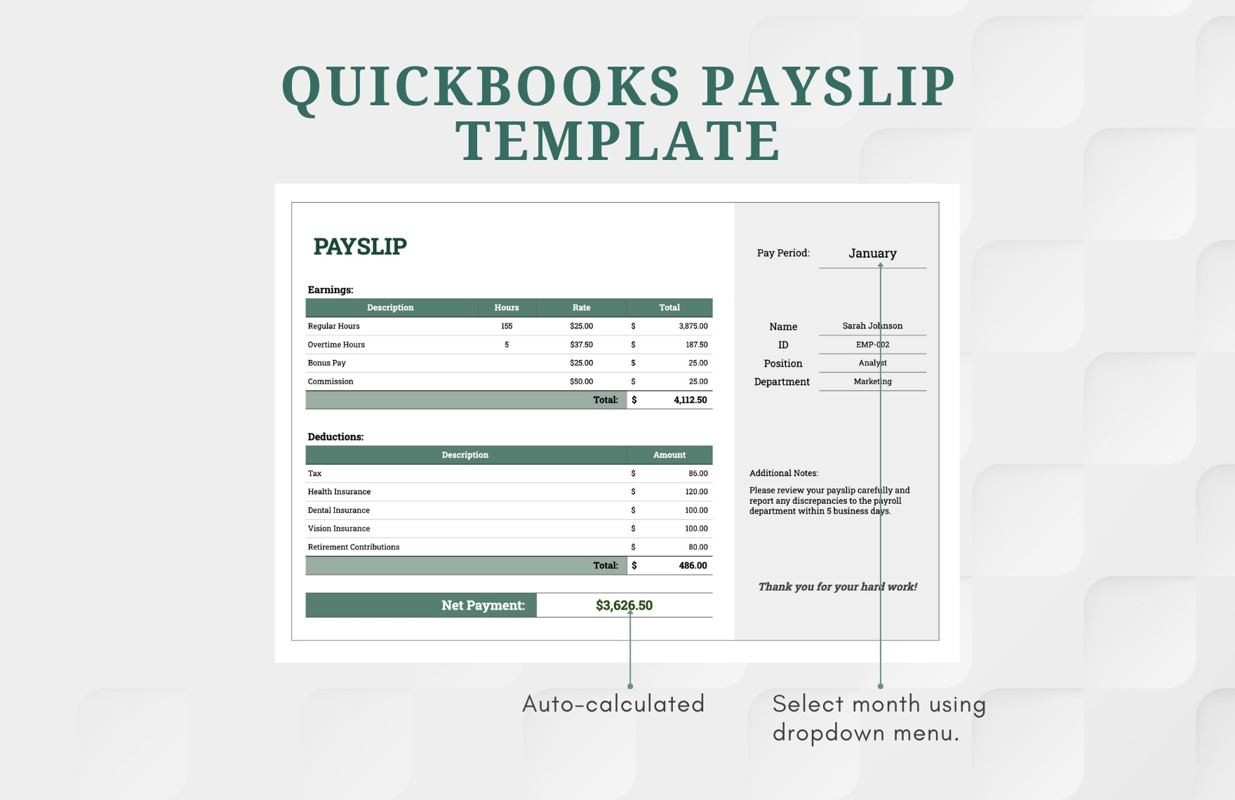 QuickBooks Payslip Template