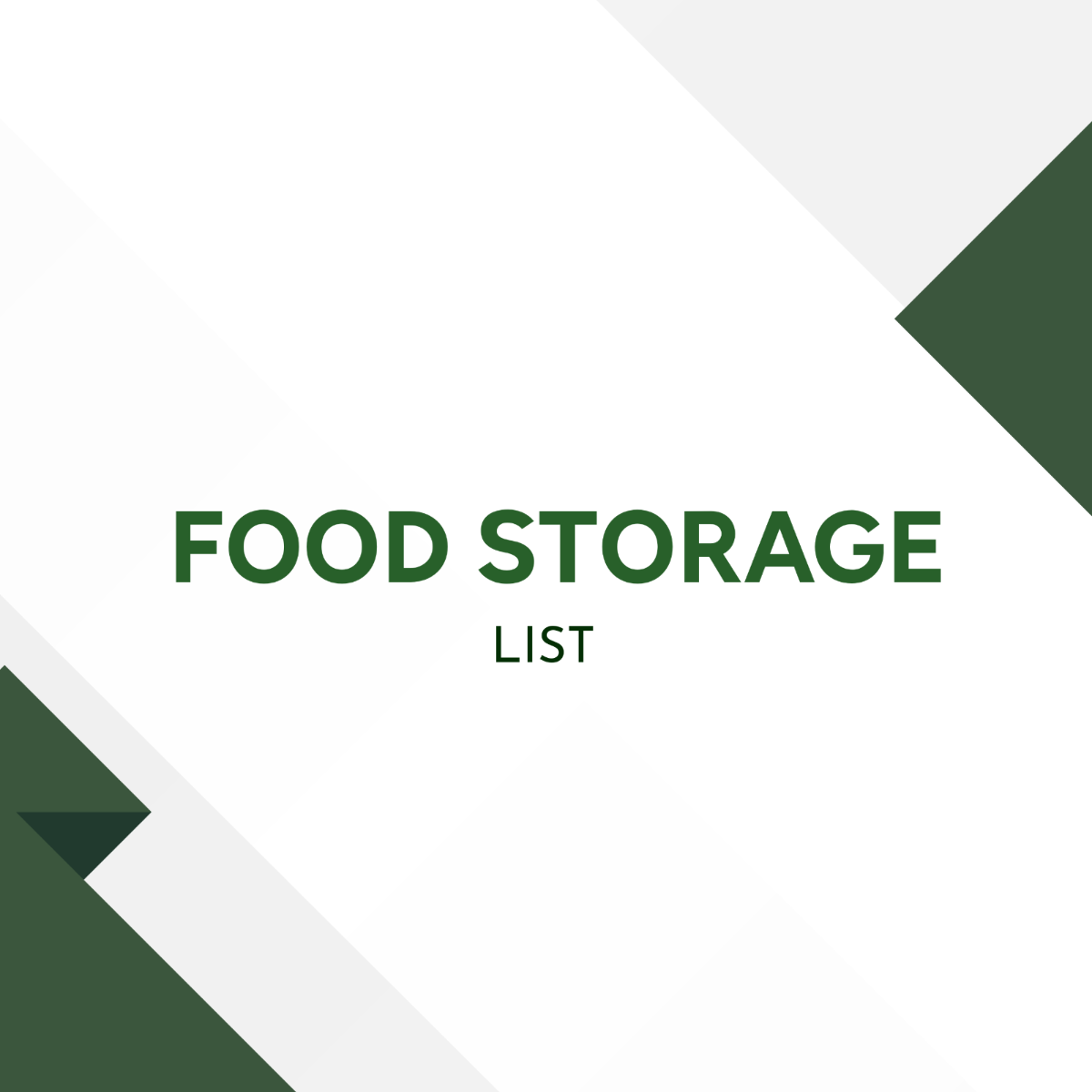 Food Storage List Template