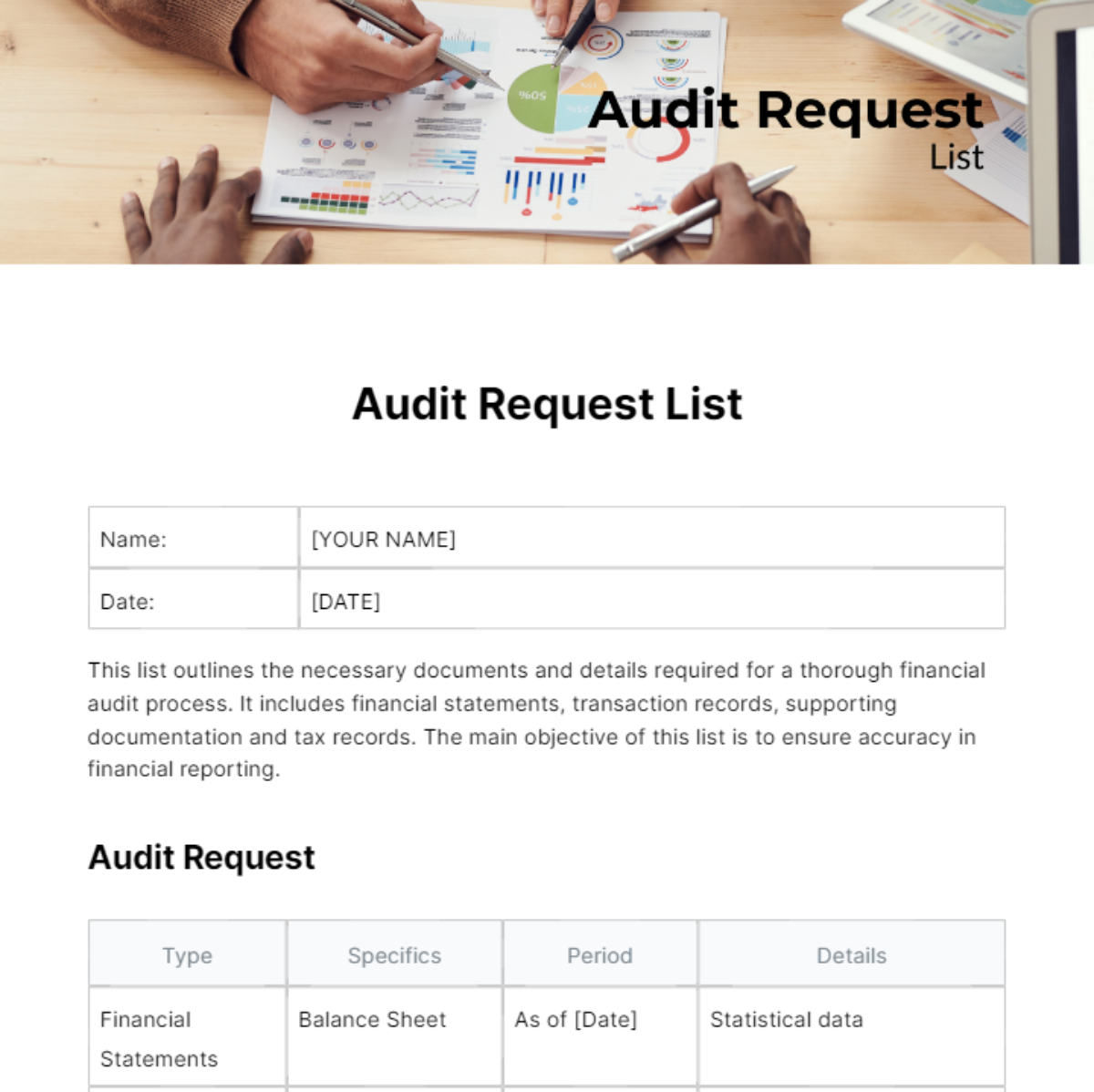 Free Audit Request List Template