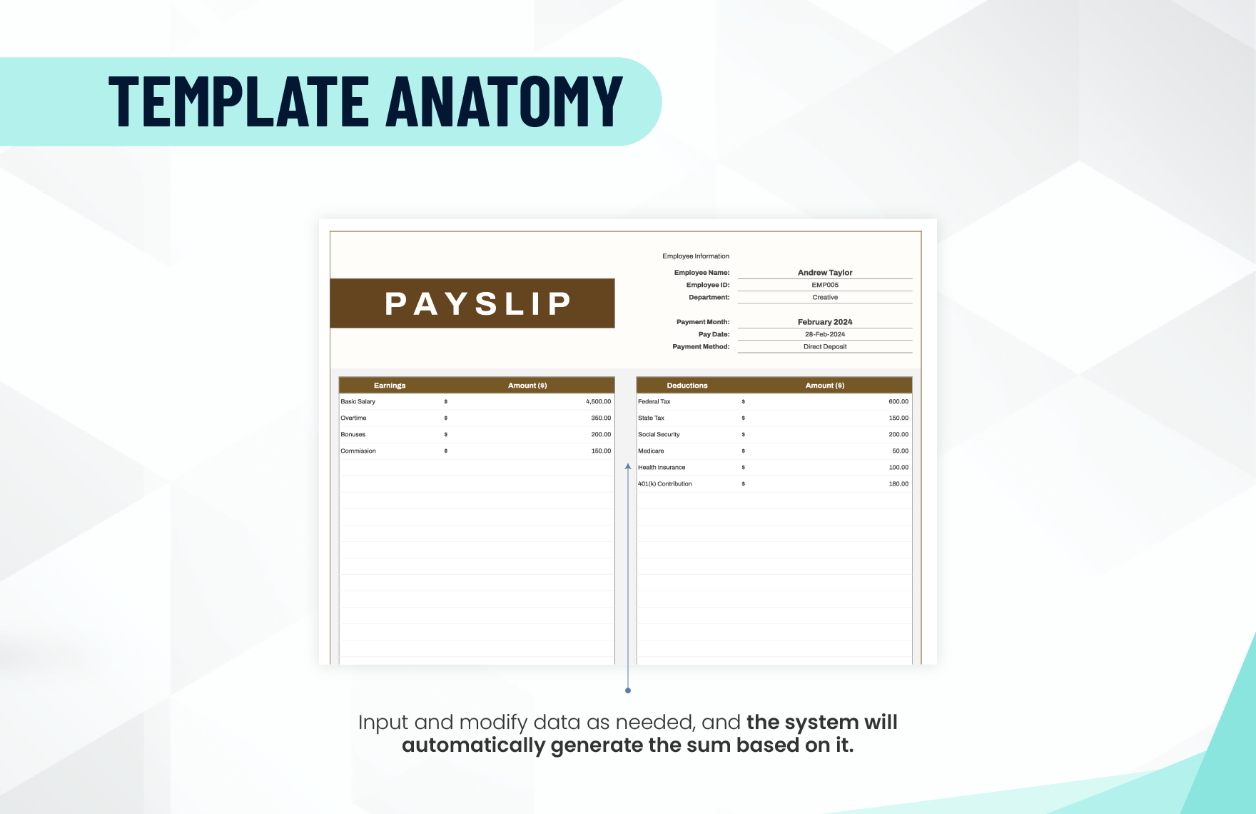 Monthly Payslip Template