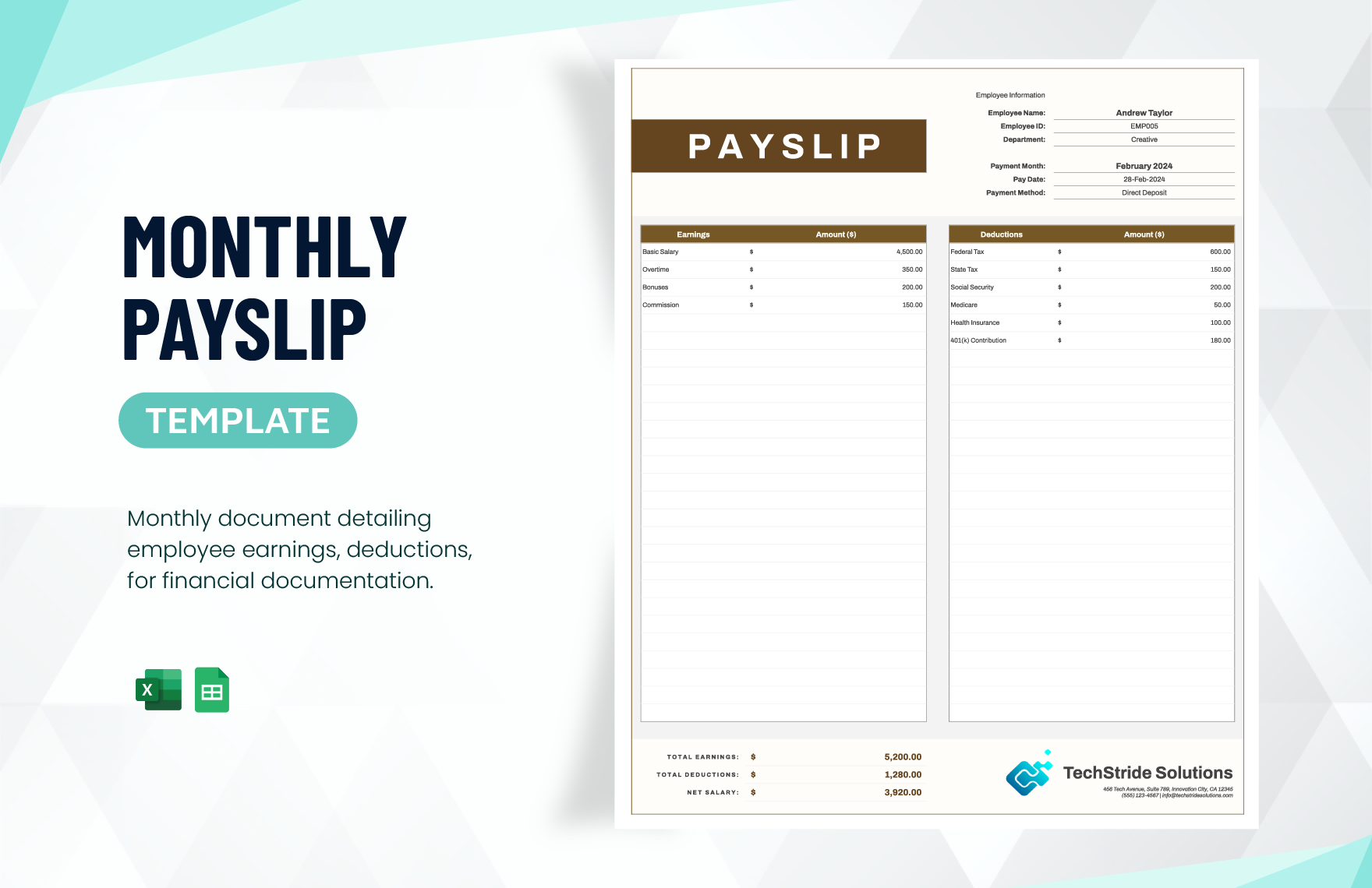 Monthly Payslip Template