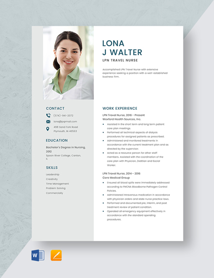 travel nurse resume template