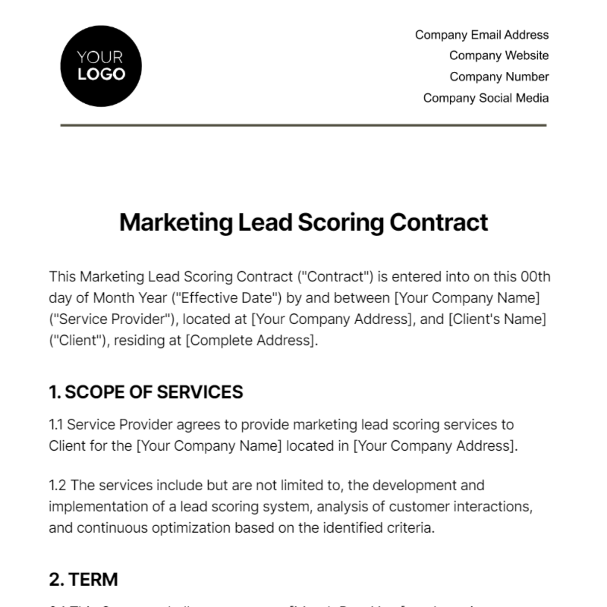 Free Marketing Lead Scoring Contract Template