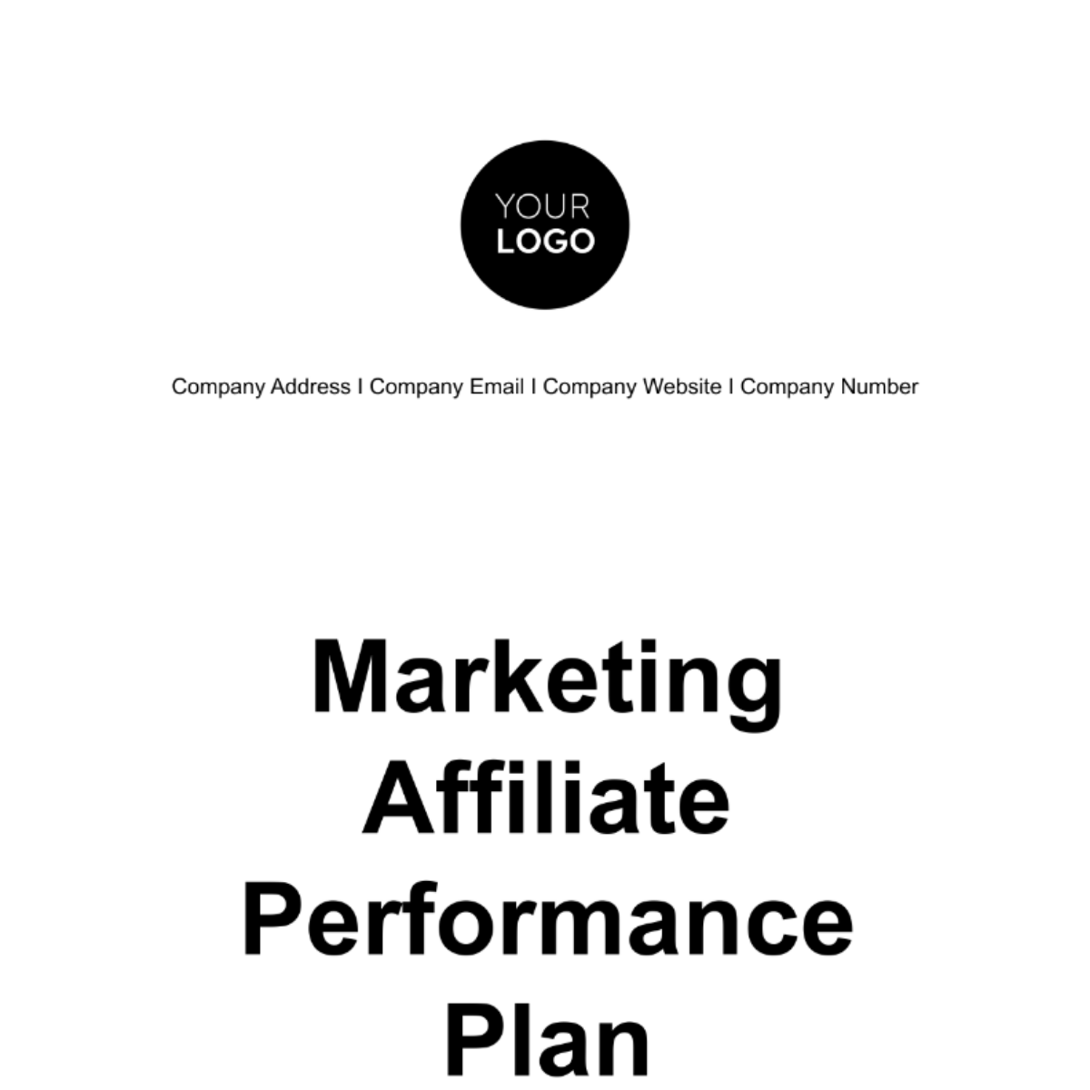 Marketing Affiliate Performance Plan Template