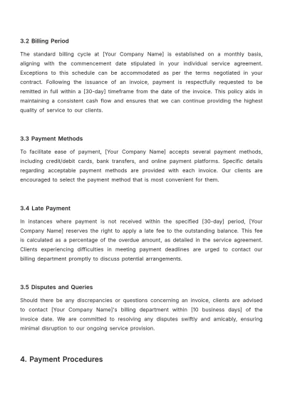 Free Legal Client Billing and Payment Policy Template to Edit Online