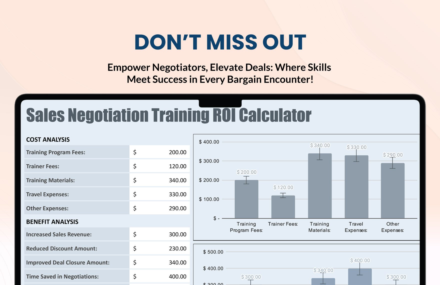 Sales Negotiation Training ROI Calculator Template