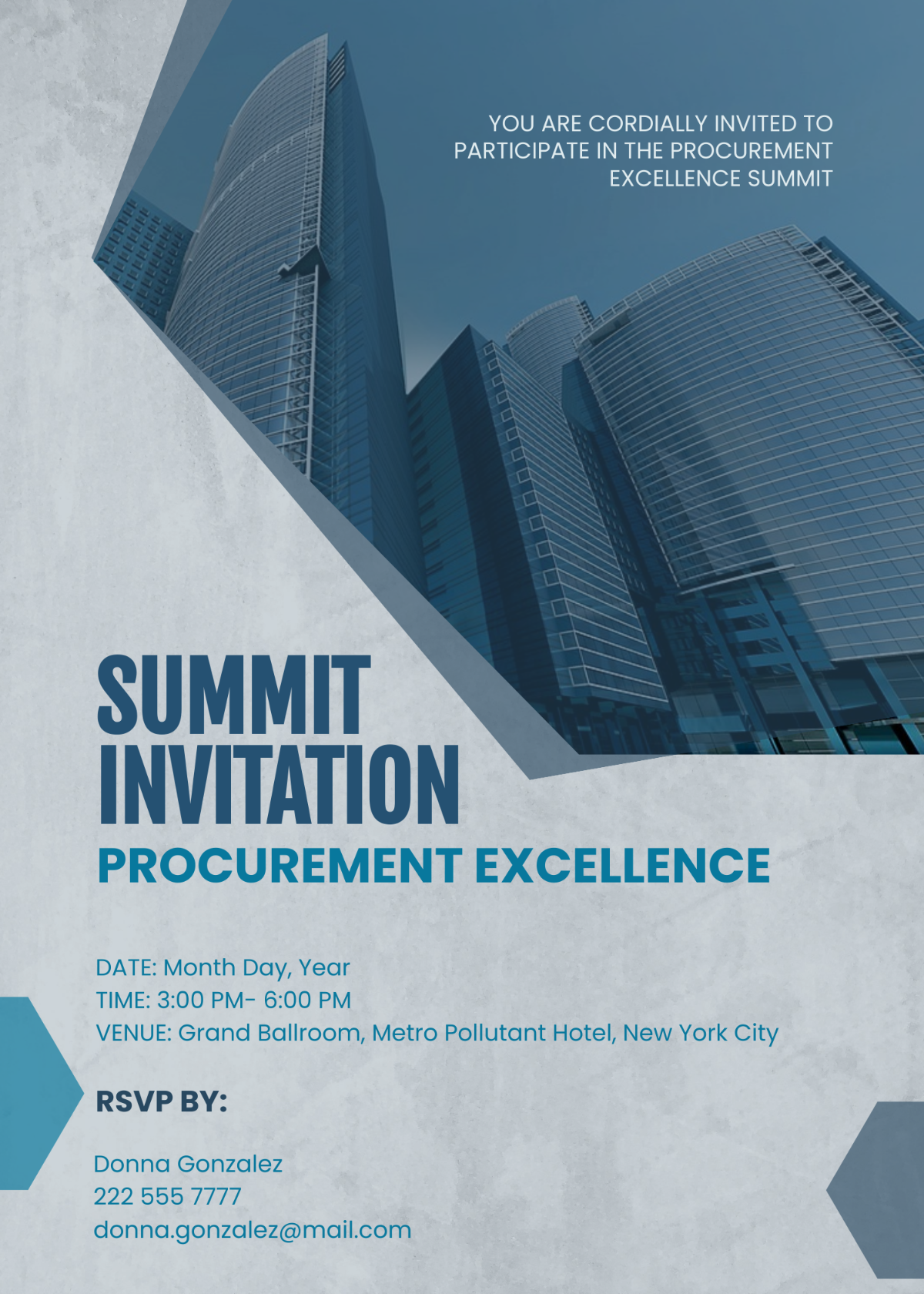 Procurement Excellence Summit Invitation Card Template - Edit Online & Download