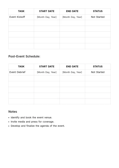 Free Marketing Event Tracking Schedule Template to Edit Online