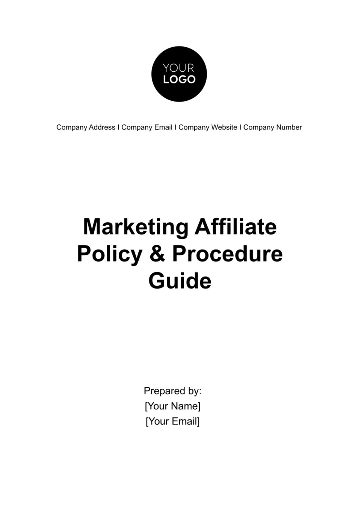 Marketing Affiliate Policy & Procedure Guide Template - Edit Online & Download