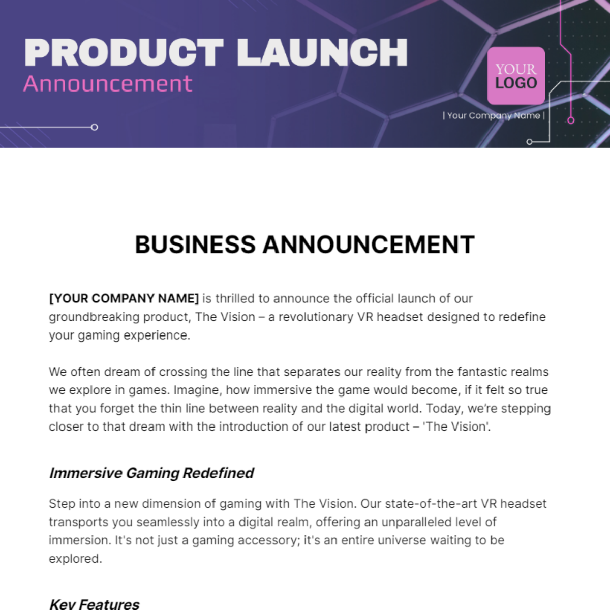 Business Announcement Template - Edit Online & Download