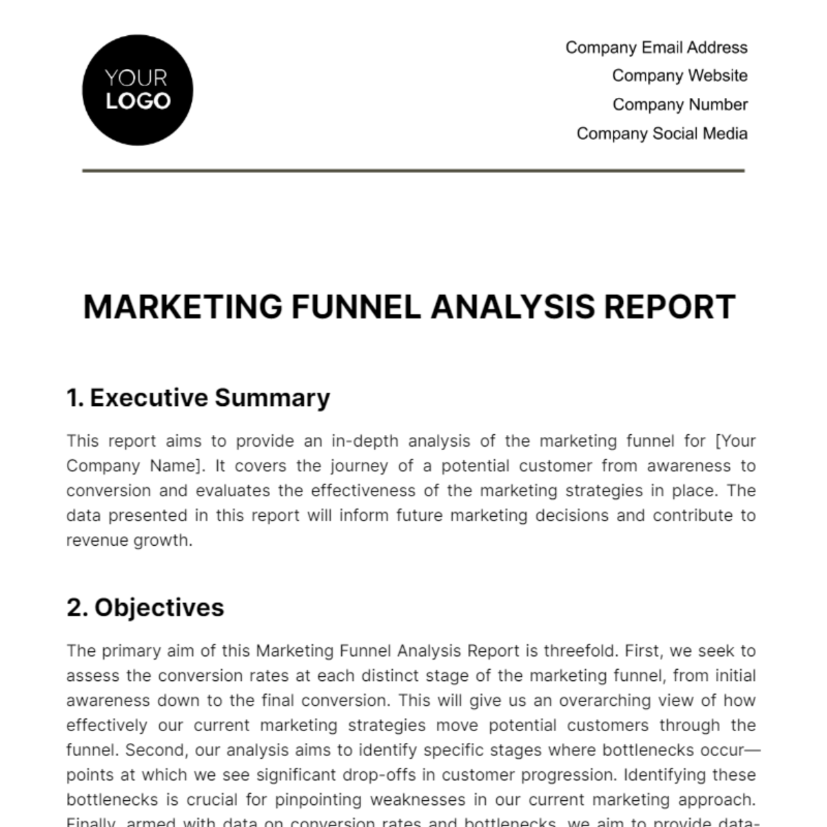 Marketing Funnel Analysis Report Template