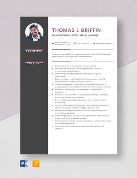 Manufacturing Accounting Manager Resume 