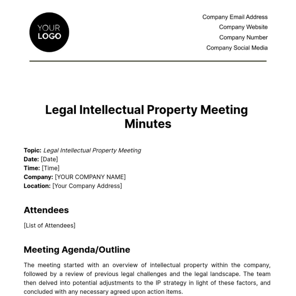 Free Legal Intellectual Property Meeting Minute Template