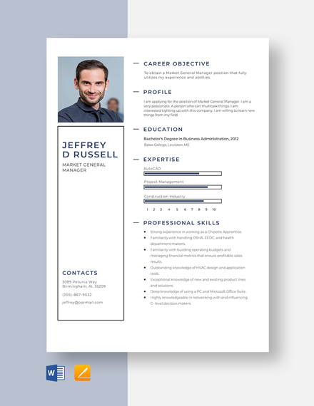 Market Development Specialist Resume Template [Free Pages] - Word ...