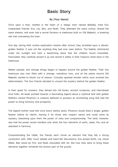 Free Basic Story Template to Edit Online
