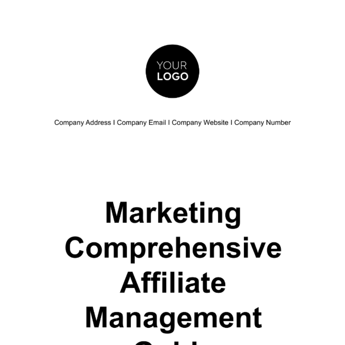 Marketing Comprehensive Affiliate Management Guide Template