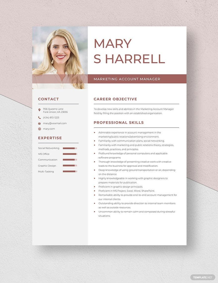 Marketing Account Manager Resume Template
